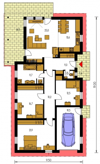 Mirror image | Floor plan of ground floor - BUNGALOW 115